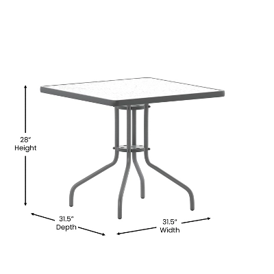 Emma And Oliver 31.5" Square Tempered Glass Metal Table With Smooth Ripple Design Top - Image 6