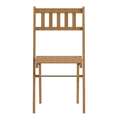 Emma And Oliver Set Of 2 All Natural Weather Resistant Acacia Wood Folding Patio Bistro Chairs In A Natural Finish With Protective Teak Oil Layer - Image 10