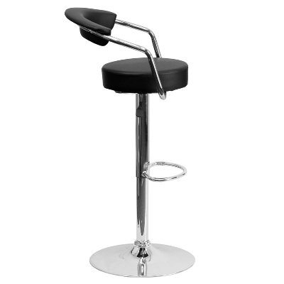 Emma And Oliver Contemporary Vinyl Adjustable Height Barstool With Arms - Image 3
