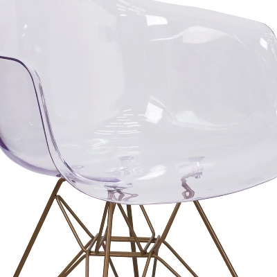 Emma And Oliver Transparent Side Chair With Arms And Gold Base - Image 5