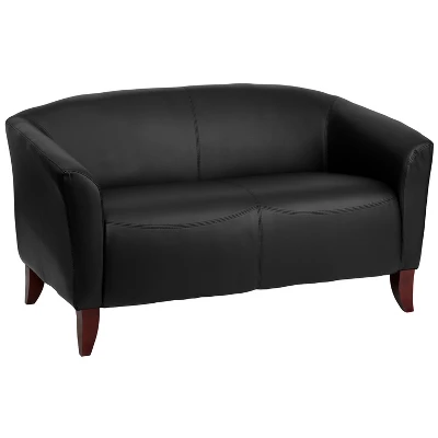 Emma And Oliver Leather Reception/Living Room Loveseat With Cherry Wood Feet - Image 9