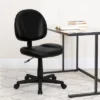 Emma And Oliver Mid-Back Black LeatherSoft Ergonomic Task Office Chair - Back Depth Adjustment
