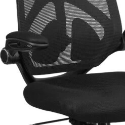 Emma And Oliver High Back Black Mesh 2-Paddle Ergonomic Office Chair Adjustable Lumbar, Arms