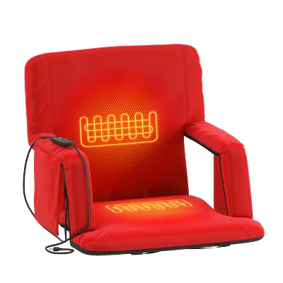 Emma And Oliver Portable Heated Reclining Stadium Chair With Armrests, Heated Padded Back & Heated Seat With Dual Storage Pockets And Backpack Straps - Image 12