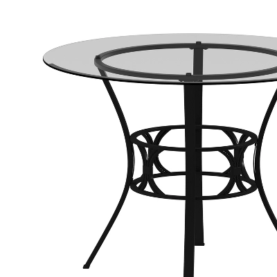 Emma And Oliver 42'' Round Glass Dining Table With Black Metal Frame - Image 7