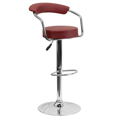 Emma And Oliver Contemporary Vinyl Adjustable Height Barstool With Arms - Image 13