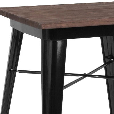 Emma And Oliver 23.5" Square Black/Wood Metal Indoor Table - Image 2