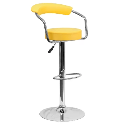Emma And Oliver Contemporary Vinyl Adjustable Height Barstool With Arms - Image 11