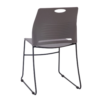 Emma And Oliver Heavy Duty 660 Lb. Capacity Ergonomic Polypropylene Stack Chair With Perforated Back And Steel Sled Base - Image 8