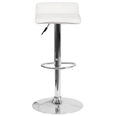 Emma And Oliver 2 Pack Contemporary Vinyl Adjustable Height Barstool With Quilted Wave Seat And Chrome Base - Image 9