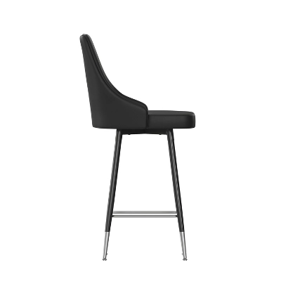 Emma And Oliver Modern Upholstered Dining Stools With Chrome Accented Metal Frames And Footrests - Image 7