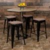 Emma And Oliver 24" High Metal Counter-Height, Indoor Bar Stool With Wood Seat - Stackable Set Of 4