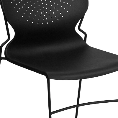 Emma And Oliver Home And Office Black Full Back Stack Chair With Black Frame - Guest Chair - Image 5
