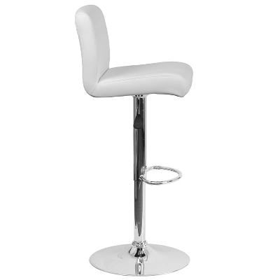 Emma And Oliver Swivel Rolled Seat Adjustable Height Barstool With Chrome Base - Image 7