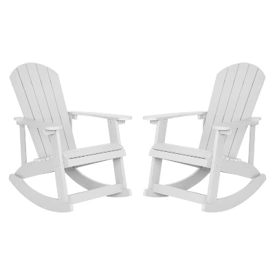 Emma And Oliver Set Of 2 Marcy Classic All-Weather Poly Resin Rocking Adirondack Chairs With Stainless Steel Hardware For Year Round Use - Image 11