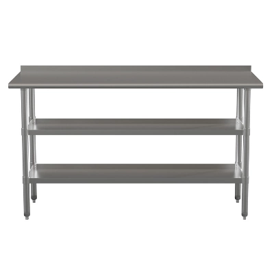 Emma And Oliver NSF Certified Stainless Steel 18 Gauge Work Table With 1.5" Backsplash And Undershelves - Image 6