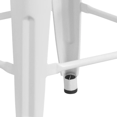 Emma And Oliver 24"H Backless White Metal Counter Height Stool With Wood Seat - Image 9