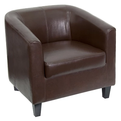 Emma And Oliver Leather Lounge Chair With Sloping Arms - Image 10