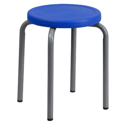 Emma And Oliver Stackable Stool With Silver Powder Coated Frame - Image 5