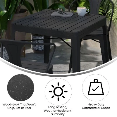 Emma And Oliver Modern Weather And Rust Resistant Black Steel Patio Table With Polyresin Top And Rounded Corners For Indoor And Outdoor Use - Image 4