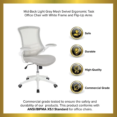 Emma And Oliver Mid-Back Mesh Swivel Ergonomic Task Office Chair With Flip-Up Arms - Image 12