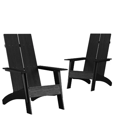 Emma And Oliver Set Of 2 Modern Dual Slat Back Indoor/Outdoor Adirondack Style Chairs - Image 10