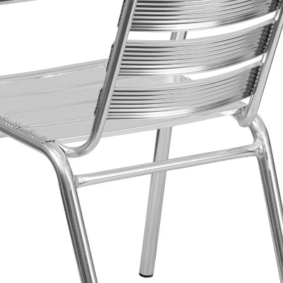 Emma And Oliver 4 Pack Heavy Duty Commercial Aluminum Indoor-Outdoor Slat-Back Stack Chair - Image 5