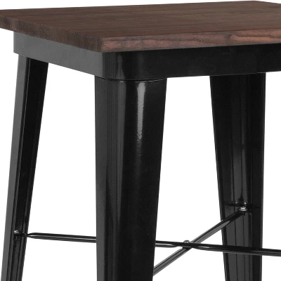 Emma And Oliver 23.75" Square Wood/Metal Indoor Bar Height Table - Image 2