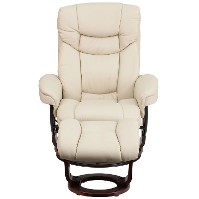 Emma And Oliver Multi-Position Recliner & Curved Ottoman With Swivel Wood Base - Image 8