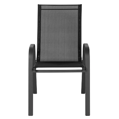 Emma And Oliver 4 Pack Outdoor Stack Chair With Flex Comfort Material - Patio Stack Chair - Image 4