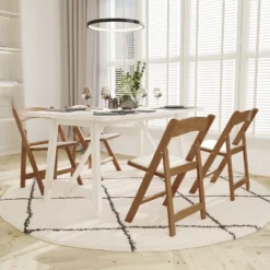 Emma And Oliver Weather-Resistant Wood Look Resin Folding Event Chair For Indoor/Outdoor Use