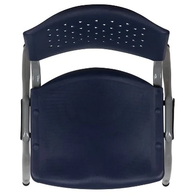 Emma And Oliver Home And Office Navy Plastic Stack Chair With Perforated Back - Guest Chair - Image 8