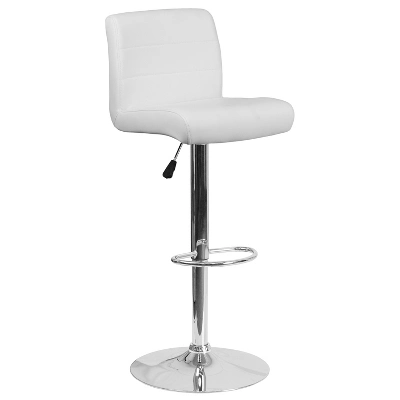 Emma And Oliver Swivel Rolled Seat Adjustable Height Barstool With Chrome Base - Image 10