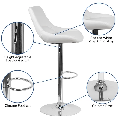Emma And Oliver Adjustable Height Gas Lift Swivel Bar Stool With Support Pillow - Dining Stool - Image 4