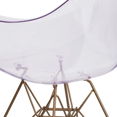 Emma And Oliver Transparent Side Chair With Arms And Gold Base - Image 4