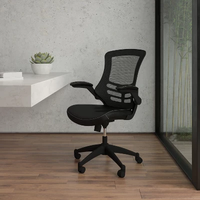 Emma And Oliver Mid-Back Mesh Swivel Ergonomic Task Office Chair With Flip-Up Arms