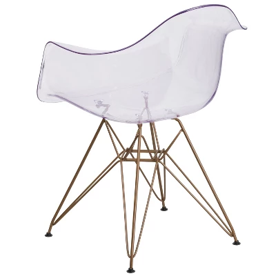 Emma And Oliver Transparent Side Chair With Arms And Gold Base - Image 6