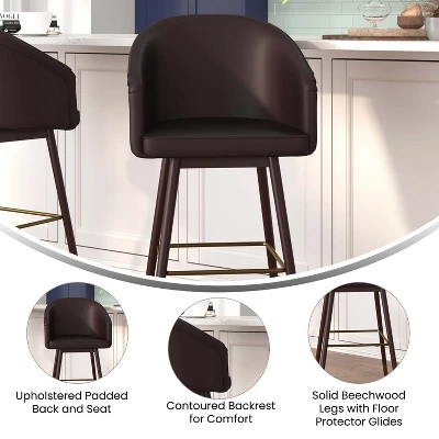 Emma And Oliver Upholstered Bar Height Dining Stool With Wood Frame - Image 5