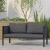 Emma And Oliver Indoor Outdoor Patio Loveseat, Steel Framed Club Chair With Cushions And 2 Storage Pockets