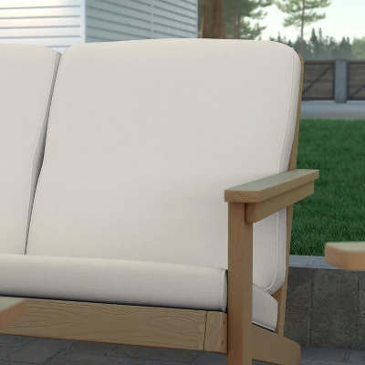 Emma And Oliver All-Weather Polyresin Adirondack Loveseat With Deep Seat And Comfortable Back & Seat Cushions - Image 3