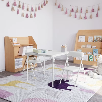 Emma And Oliver Kids 3 Piece Folding Table And Chair Set - Kids Activity Table Set - Image 13