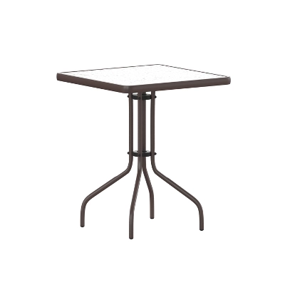 Emma And Oliver 23.5" Square Tempered Glass Metal Table With Smooth Ripple Design Top - Image 10
