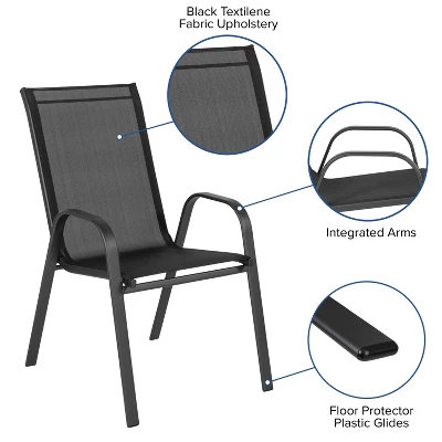Emma And Oliver 4 Pack Outdoor Stack Chair With Flex Comfort Material - Patio Stack Chair - Image 11