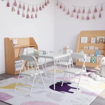 Emma And Oliver Kids 5 Piece Folding Table And Chair Set - Kids Activity Table Set - Image 14