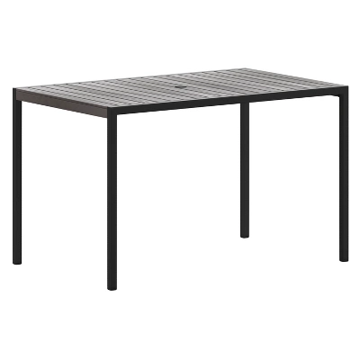 Emma And Oliver All-Weather Faux Teak Patio Dining Table With Steel Frame - Seats 4 - Image 8