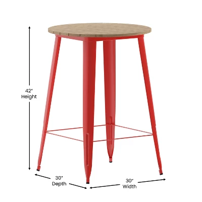 Emma And Oliver Indoor/Outdoor Bar Top Table, 30" Round All Weather Poly Resin Top With Steel Base - Image 5