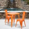 Emma And Oliver Commercial Grade 23.75" Square Metal Indoor-Outdoor Table Set W/ 2 Stack Chairs