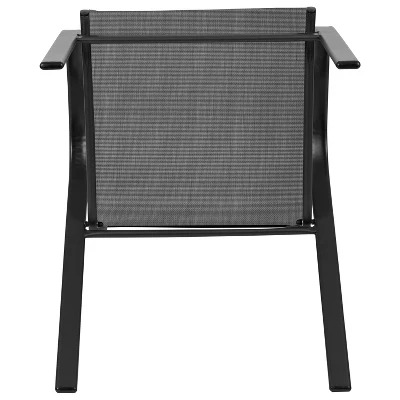Emma And Oliver 4 Pack Outdoor Stack Chair With Flex Comfort Material - Patio Stack Chair - Image 8