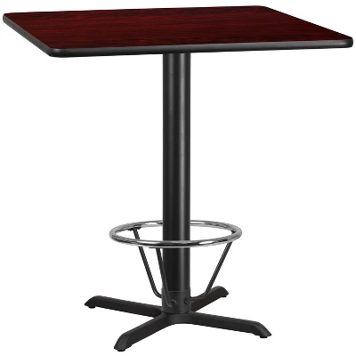 Emma And Oliver 42" Square Laminate Bar Table With 33"x33" Foot Ring Base - Image 4