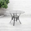 Emma And Oliver 45'' Round Glass Dining Table With Black Metal Frame